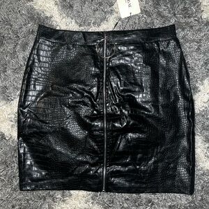 Faux Leather Zip Up Skirt